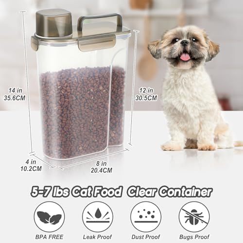 LEAWALK 5-7Lbs Airtight Dog Cat Pet Food Storage Container-Clear Brown - Image 2
