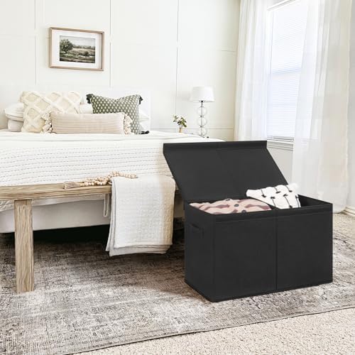 INDRESSME 85L Large Toy Storage Box, Lid & Dividers, Black - Image 6