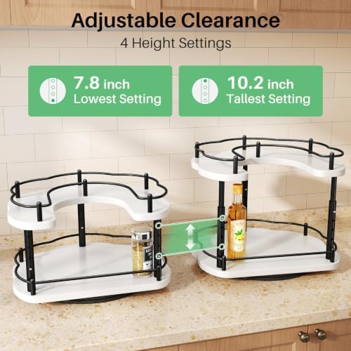 SNTD Lazy Susan Spice Rack Organizer for Cabinet, Wood, White, 12 in - Image 5