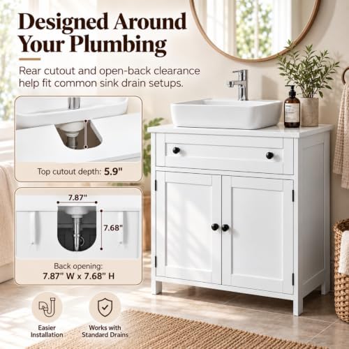 Bonnlo 24 Inch Bathroom Vanity Cabinet Without Sink, White, 2 Doors - Image 4