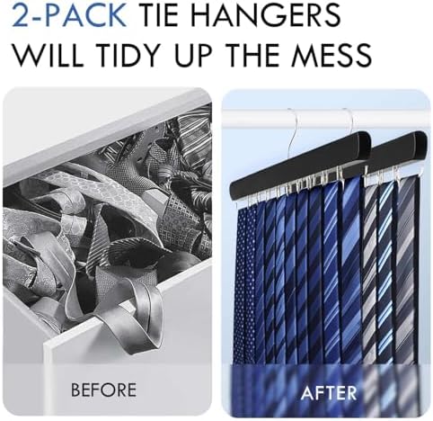 2-Pack Tie Rack Hanger for Closet, 36 Hooks Belt Hanger, Black - Image 5