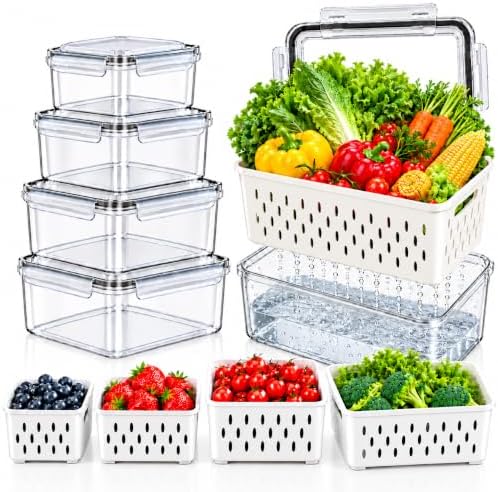 5 Pack Fruit Storage Containers for Fridge with Removable Colanders by Unknown