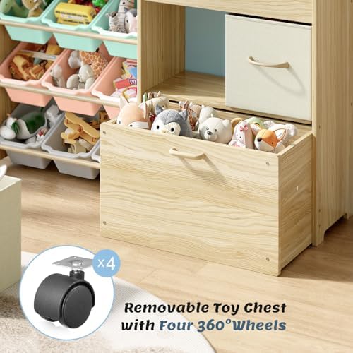 EXPERLAM Toy Organizer for Kids, 9 Color Bins, 2 Drawers, Toy Chest - Image 4