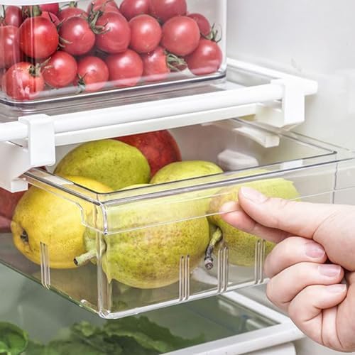 Fridge Drawer Organizer, Pull Out Shelf Storage Transparent Organizer, Large Capacity Transparent Fridge Storage Container Holder, for Egg, Fruit, Vegetable, Seafood, Meat(30.5x20x9.5cm) - Image 3