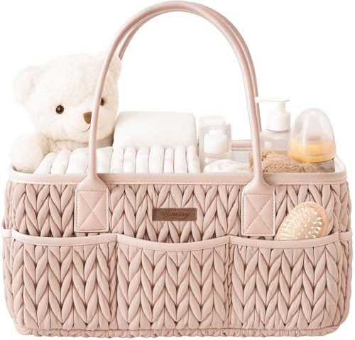 Konssy Baby Diaper Caddy Organizer, Braided Quilted Design with PU Handles by Konssy
