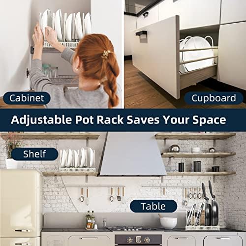 ROOHUA Pot and Pan Lid Organizer Rack for Under Cabinet, 12"-23" Expandable - Image 6