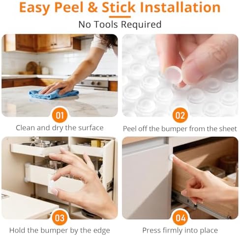 CHUNZEXI 128 PCS Clear Cabinet Door Bumpers, 1/2 Inch Round Rubber Pads - Image 4