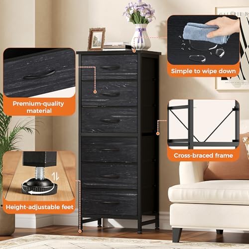 Sweetcrispy Tall Fabric Dresser for Bedroom, 6 Drawer Chest of Drawers - Image 6