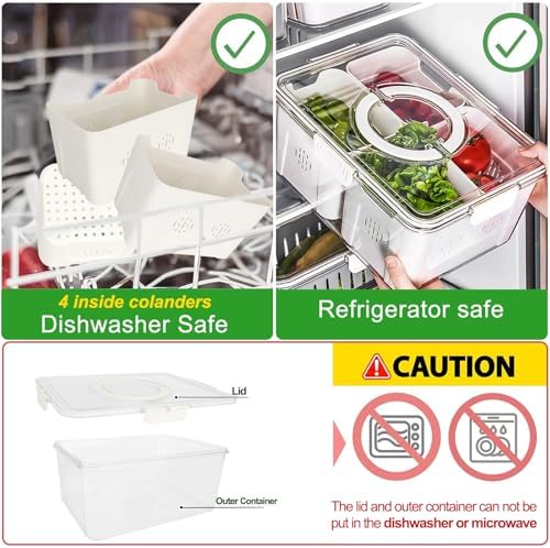 Fruit Storage Containers for Fridge with Lid and Handle, Veggie Tray Bins - Image 2