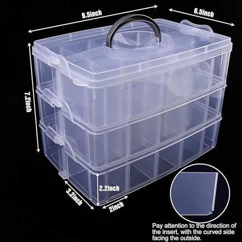 Bead Organizer 3 Tier 30 grid Stackable Craft Tackle Storage Container - Image 2