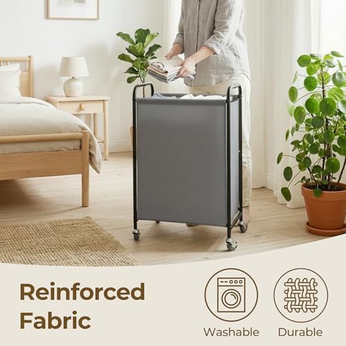 GRANNY SAYS Laundry Hamper, Slim Basket with Wheels and Handles, Grey, 80L - Image 4