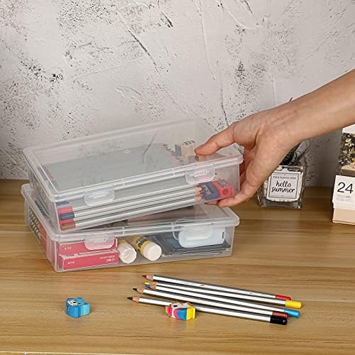 BTSKY Clear Plastic Storage Box with Flap Lid, 2 Pack Small - 9.1"x6.7"x2" - Image 2