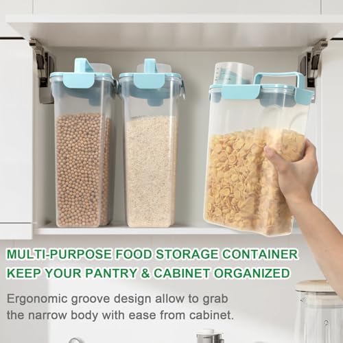 TBMax Airtight Rice Container 10 Lbs Cereal Dispenser, Small Pet Cat Dog Food Storage Container, Plastic Kitchen Pantry Food Storage Holder with Cup -Light Blue - Image 6