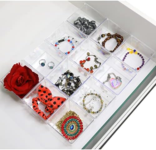 Simple Houseware Clear Desk Drawer Organizer, 3.25"x 3.25", 12 Packs - Image 3