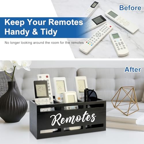 Wood Black TV Remote Organizer Wall Mount Remote Control Holders for Table - Image 5