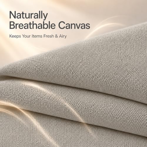 4 Pack Canvas Comforter Storage Bags for Clothes & King Comforters, Grey - Image 7