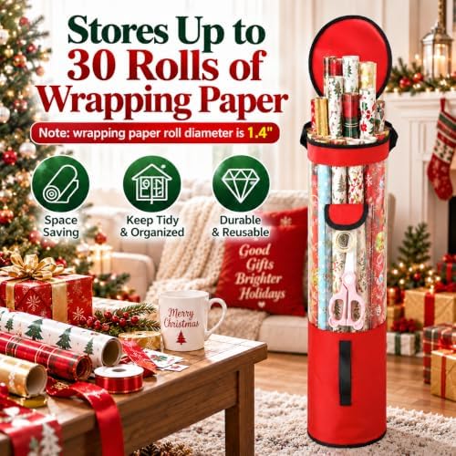 Freegrace Gift Wrap Organizer - Wrapping Paper Storage Bag 40.9" Under Bed - Image 3