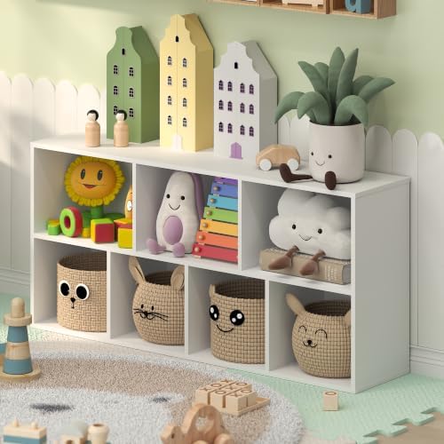 Furinno LUDER 7-Cube Book Shelf, Kids Bookshelf, Toy Storage, White by Furinno-FitsYourSpaceFitsYourBudget