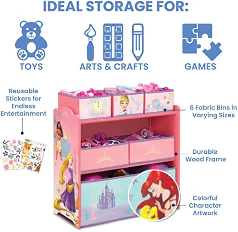 Delta Children Design & Store 6 Bin Toy Storage Organizer, Disney Princess - Image 5