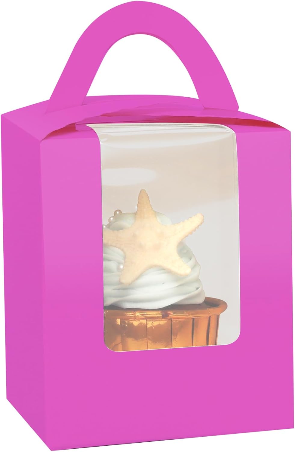 qiqee Roland Cupcake Boxes Individual Cupcake Holders Disposable 50pcs Single Cupcake Boxes with Window 3.7" 3.7"*4.5" Cupcake Containers