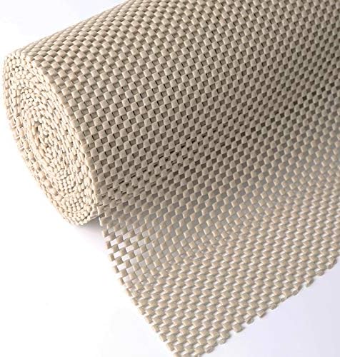 Shelf Drawer Liner Non-Adhesive Non Slip Durable Strong Long Size 12 in X 20ft for Drawers, Shelves, Cabinets, Storage, Kitchen and Desks, Beige by Iwtmm