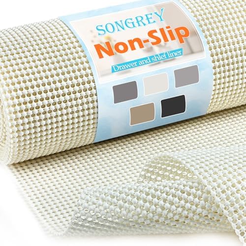 Songrey Non-Slip Shelf Cabinet and Drawer Liner, 23.6IN x 20FT, Cream by Unknown