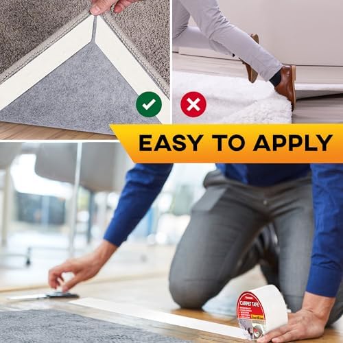 Trazon Carpet Tape Double Sided - 2 in / 120 Ft (40 Yards) Tape Grippers for Hardwood Floors and Area Rugs - Strong Adhesive and Removable, Heavy Duty Stickers, Residue Free - Image 3