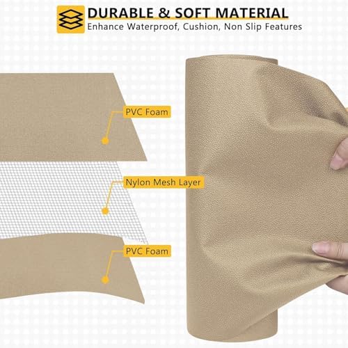 WochiTV Shelf Liner for Cabinets, Drawer Non Adhesive Non Slip Foam Mat for Kitchen, Pantry, Bathroom, Cupboard, Garage, Closet, Shelves, Drawer, Tool Box, Tan 23.6 x 236 inches - Image 4