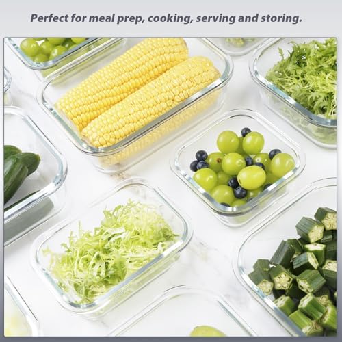 AILTEC 12 Pack Glass Meal Prep Containers Set, Airtight Snap Lids, 4 Sizes - Image 4