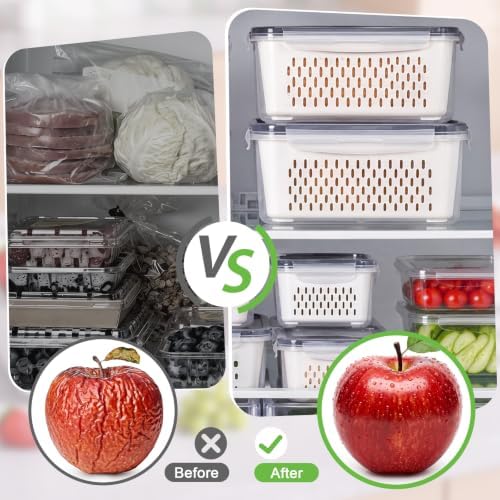 5pcs 4 in 1 Fruit Storage Containers for Fridge with Removable Colanders - Image 5