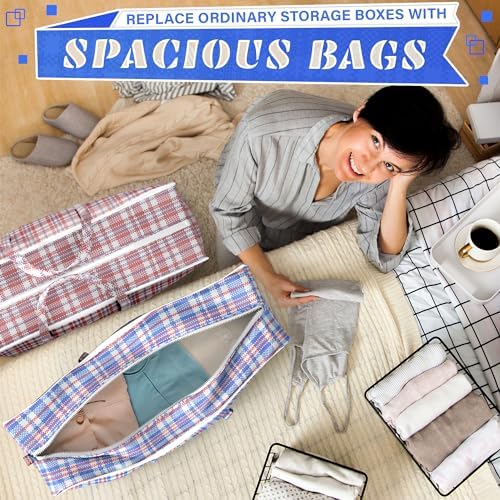 Checkered Laundry Bag Set of 4, 13 Gal Capacity, Foldable Design - Image 5