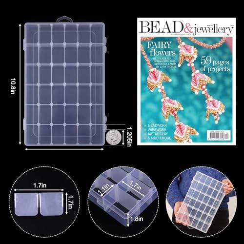 Bead Organizer Storage 4 Pack 36 Grid Jewelry Tackle Craft Box Adjustable - Image 2