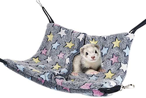 Niteangel Hanging Hammock Nap Sack Swing Bag Pet Sleeper for Ferret Rat Sugar Glider and Other Small Animals (Blue, Star) by Niteangel