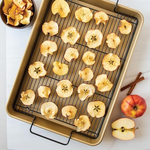 Nordic Ware High-Sided Half Sheet Oven Crisping Baking Tray with Rack, Natural Nonstick Aluminum For Air Frying, Crisping, Broiling, Baking; Cooking Surface 17.9 x 12.9 x 2 inches - Image 6