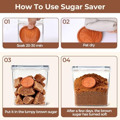 ComSaf Airtight Brown Sugar Containers with Terra Cotta Saver 2.6Qt 2Pack - Image 4