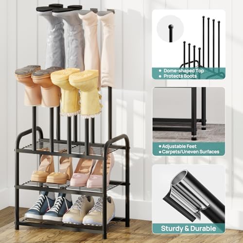 viewcare Black Boot Rack, Small Boot Rack Organizer, Tall Boots with Shoe Rack for Closet, Shoe Shelf Storage Organizer for Entryway Small Space - Image 5