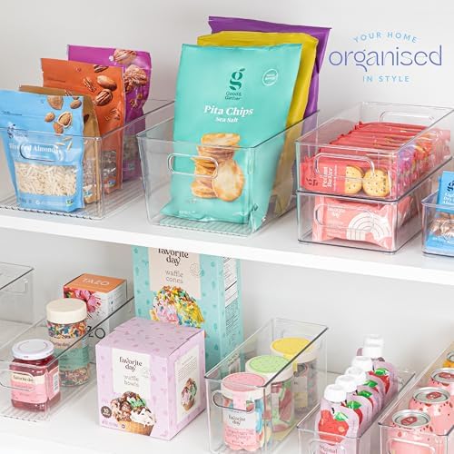 Plastic Food Storage 2 Pack Clear Container Bin with Handles for Organizing Kitchen, Pantry, Refrigerator, Freezer, Pantry, Cabinet, Closet, Bathroom. 10”x7.5”x5.3” - Image 7