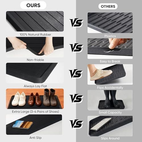 HIYARD Rubber Boot Tray for Entryway, Multipurpose Boot Mat, Shoe Tray, Shoe Mat for Indoor and Outdoor, 16x47, Black - Image 5