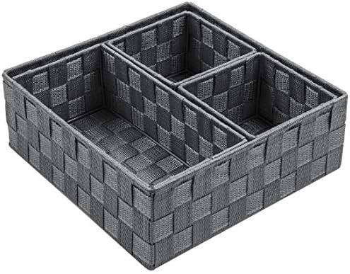 Posprica Woven Storage Baskets for Organizing, Small Baskets Cube Bin Container Tote Organizer Divider for Drawer, Closet, Shelf, Dresser, Set of 4(Dark Grey) by Posprica