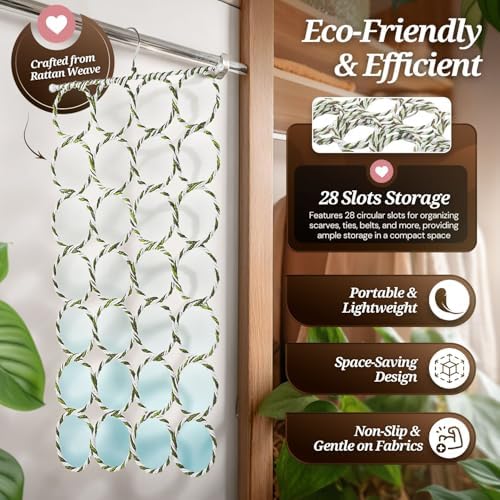 Flexzion Scarf Organizer for Closet - 28 Slot Scarf Hanger Hijab Organizer, Space Saver for Socks, Shawls, Ties, Towels, Belts, Multi Purpose Hanging Rack Storage, 2 Pack Colors May Vary - Image 3