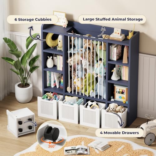 Toy Storage Organizer with Stuffed Animal Storage, Blue - Image 4