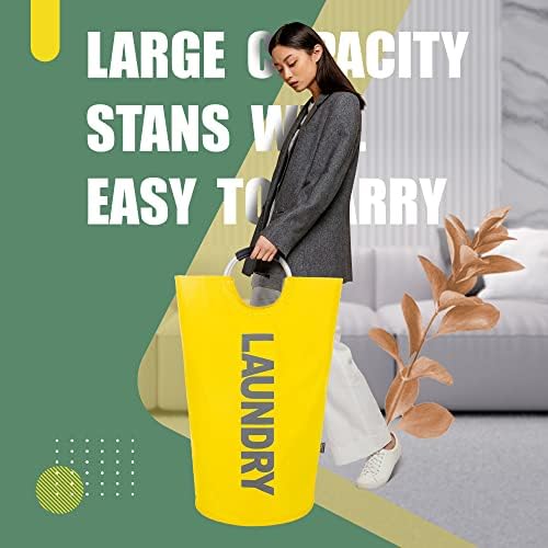 Caroeas 95L Pro Large Laundry Basket (13 Colors), Waterproof Laundry Hamper, Laundry Bag with Padded Handles, Clothes Hamper Stands Up Well, Collapsible Laundry Basket Easy Storage(Yellow) - Image 2