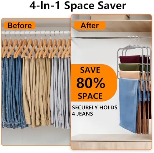 Velvet Pants Hangers Space Saving, 4 Pack Non Slip Closet Organizer - Image 2