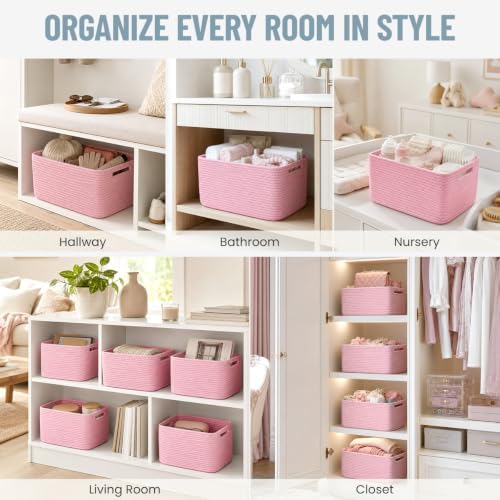 5 Pack Woven Storage Baskets, Decorative Storage Bins for Organizing - Image 4