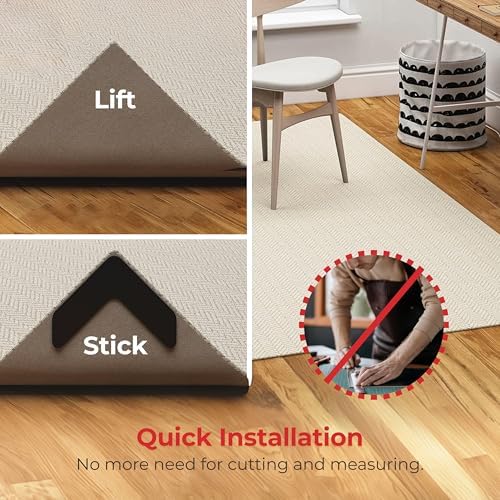 iPrimio NeverCurl V Shape Rug Corner Gripper, Reusable, 7.5" x 7.5", 4 Pack - Image 5