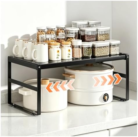 Expandable Kitchen Organizer Shelf, Cabinet Countertop Shelves by BXMEET