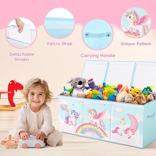 Toy Storage Box with Lids Extra Large Collapsible Toy Box Chest for Kids - Image 3
