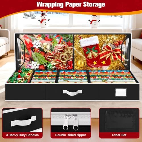 Wrapping Paper Organizer Storage, Christmas Wrapping Paper Storage, Black - Image 4