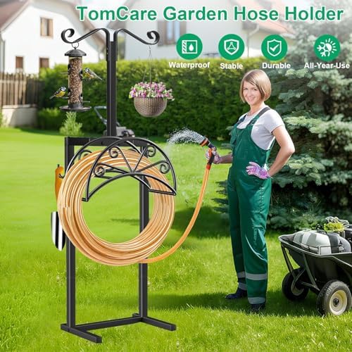 TomCare Garden Hose Holder, Heavy Duty Stand for 160FT Hose with 4 Spikes - Image 4