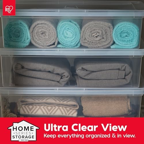 IRIS USA 6-Pack 28 Qt Storage Bins with Lids, Clear, Stackable - Image 5